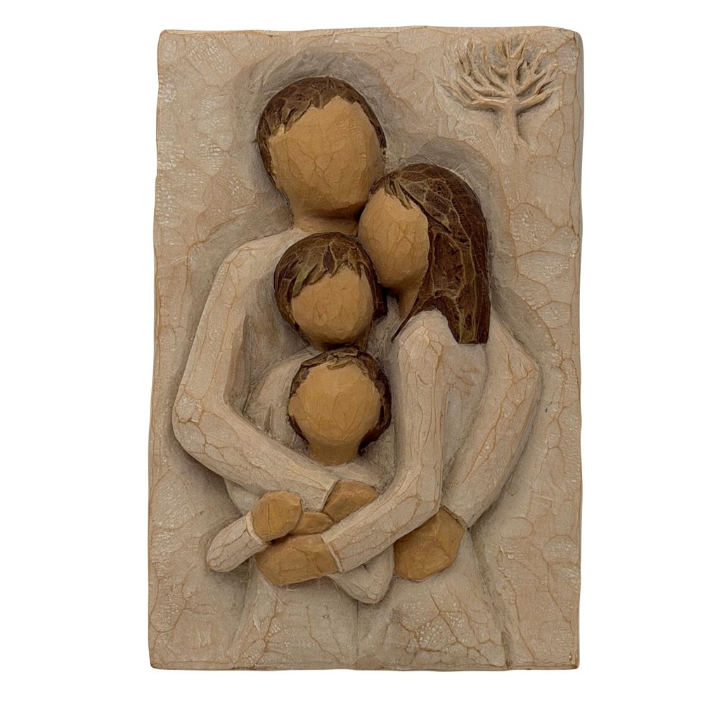 Willow Tree Family of 4 Plaque Susan Lordi DEMDACO 2001 Wall Art Sculpture 6x4